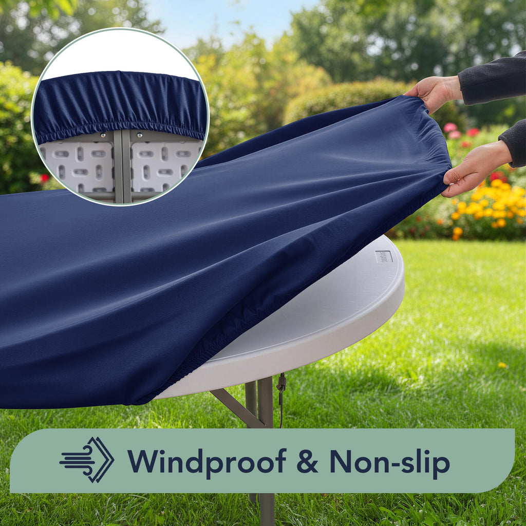 Cocktail Round Table Cover Fitted, Non-Slip Elastic Edge, 2-Pack
