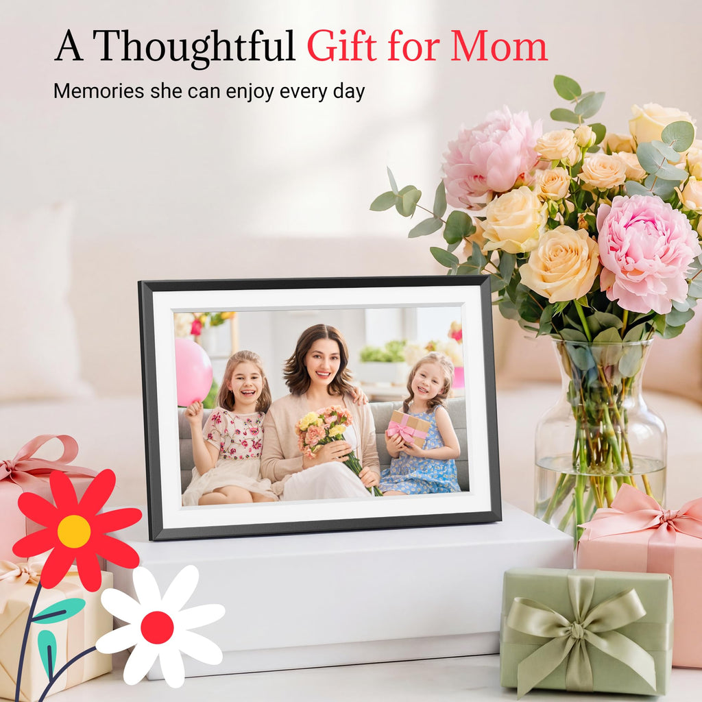 Frameo Digital Picture Frame - 10.1 Inch Smart Wi-Fi Photo Frame with Easy App Connection, Gift for Women, Mom