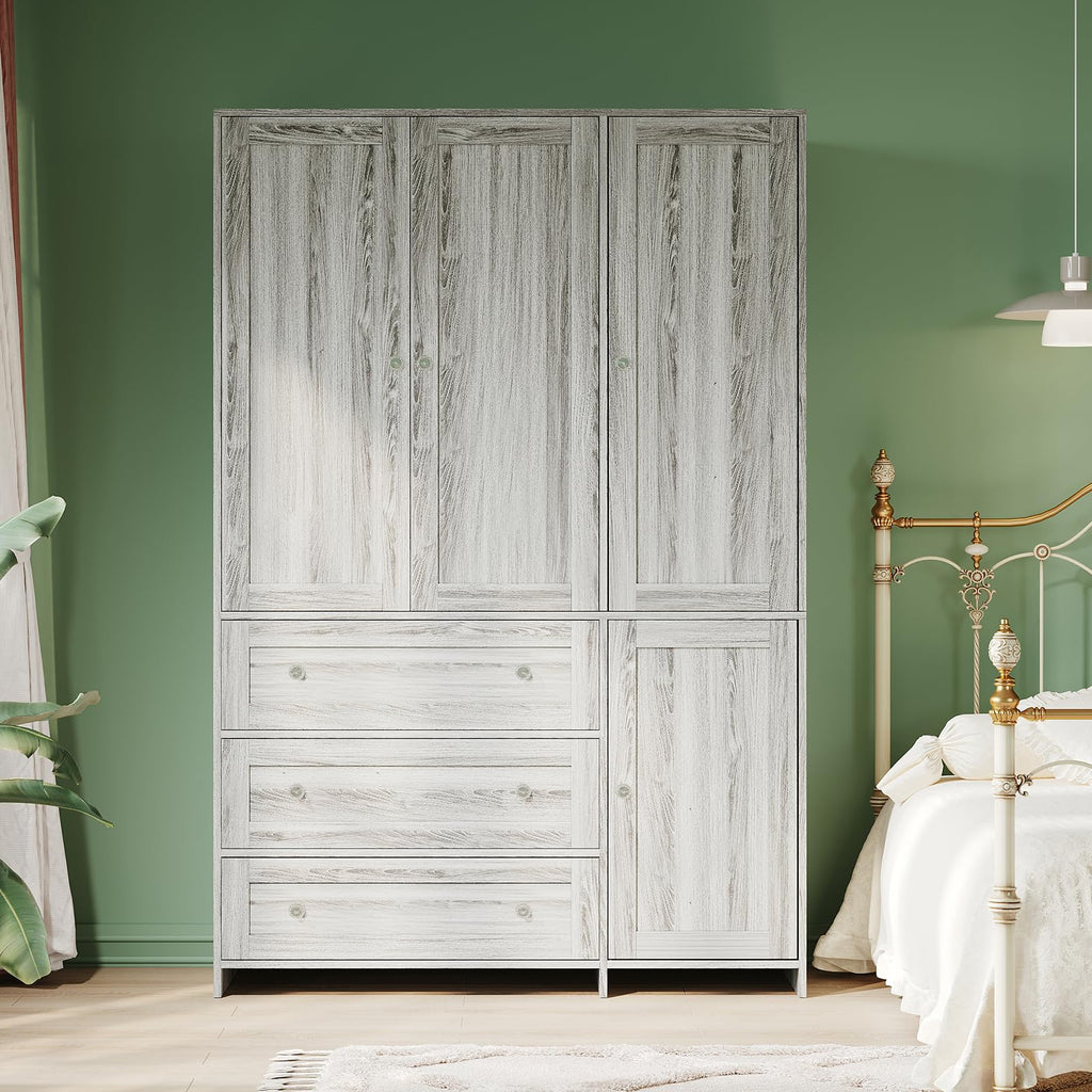 71" Armoire Wardrobe Closet with 3 Drawers and Mirror