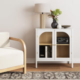 Mason Storage Accent Cabinet Sideboard Buffet, Credenza with Glass Doors and Adjustable Shelf for Dining Room
