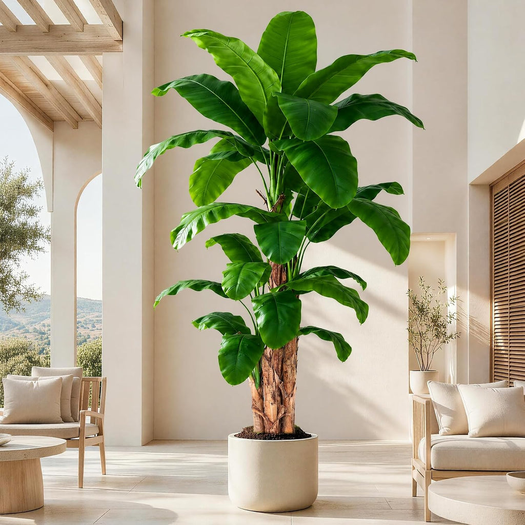 10ft Extra Tall Artificial Banana Tree, Fake Banana Leaf Plant with 27 Faux Banana Leaves, Perfect Indoor Outdoor