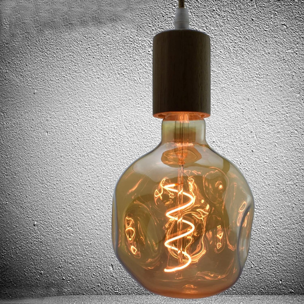 4W Dimmable LED Vintage Edison Light Bulb 40W Equivalent G125 Amber Glass Spiral Filament Decorative Lamp