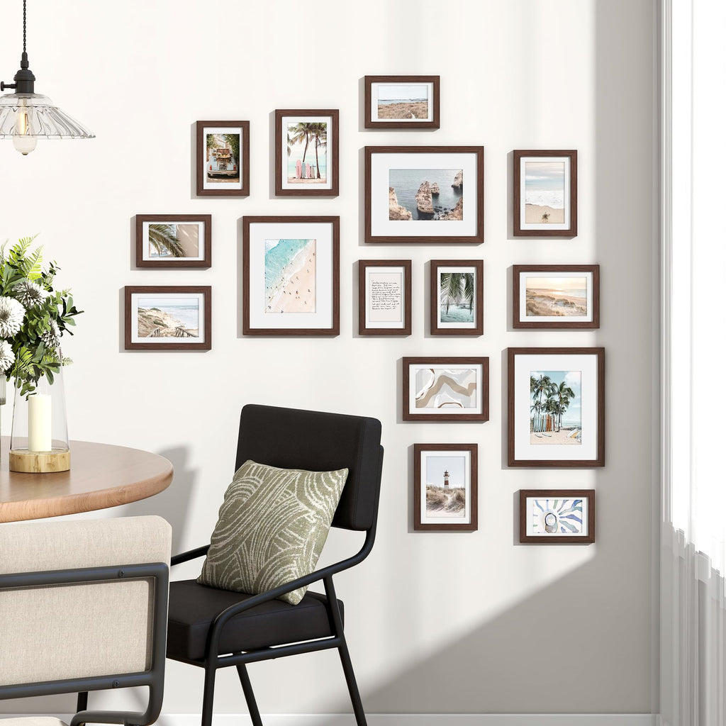 15 Pack Picture Frames Collage Wall Decor, Gallery Frame Set for Wall Mounting or Tabletop Display, Multi Sizes