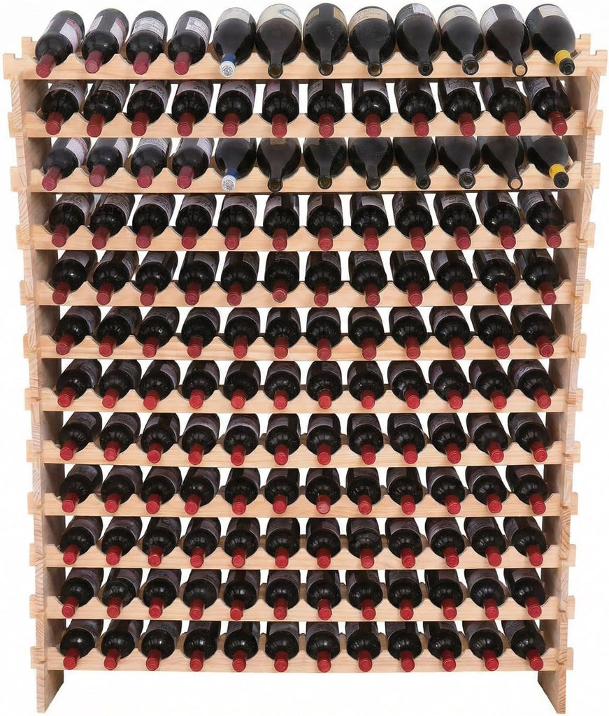 Wine Rack freestanding Floor Cabinet 144bottle Wood Stackable Storage Modular Wine Holder Display Shelves