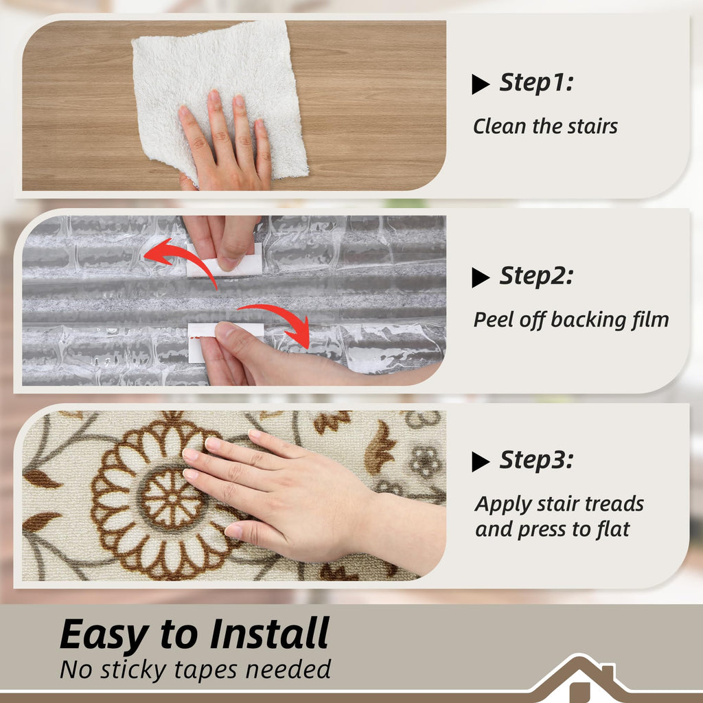 For Wooden Steps, 8"X30", 15pcs, Brown/Grey