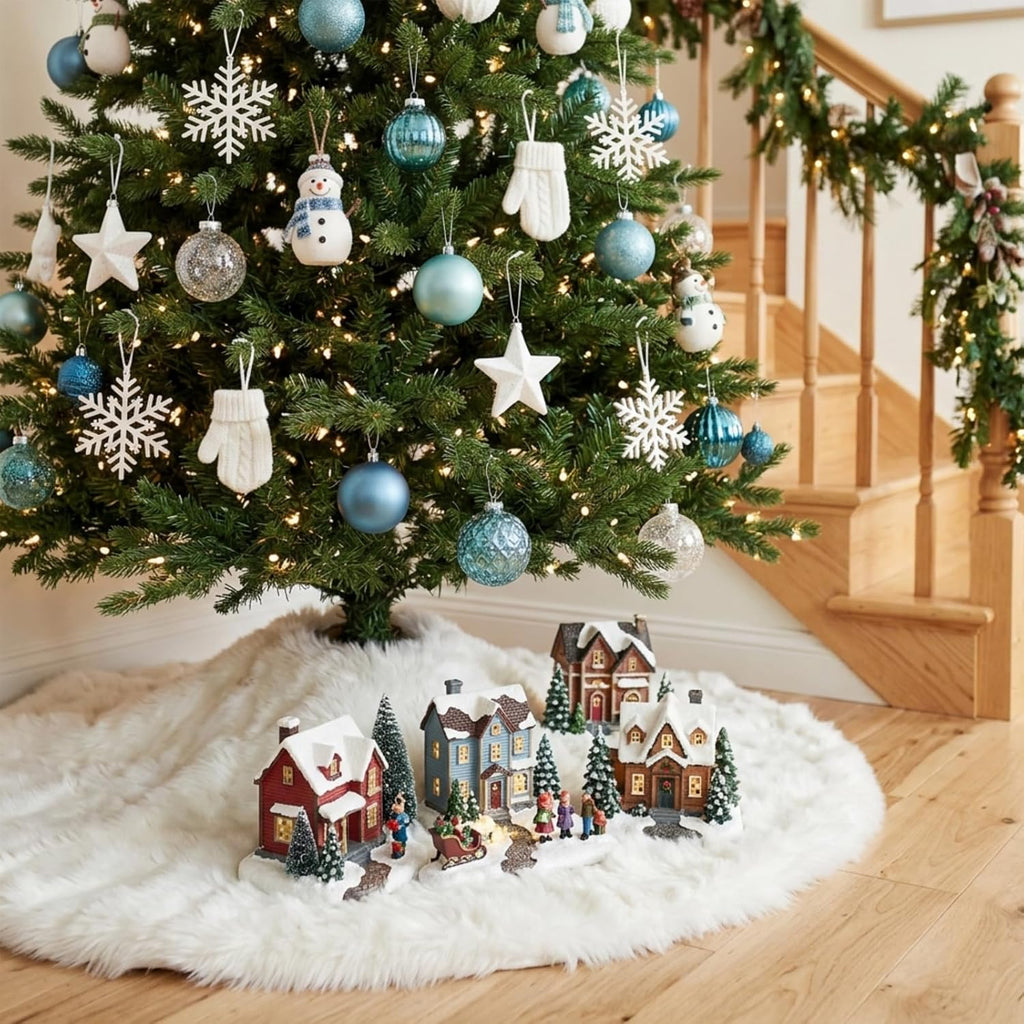 48 inch Christmas Tree Skirt Faux Fur Xmas Tree Skirt Christmas Decorations Holiday Tree Ornaments Tree Decoration