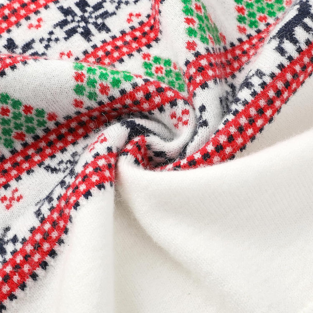 Fair Isle Sweater - Chunky Wool Blend Crewneck Pullover, Long Sleeve Knit Jumper for Fall Winter Xmas