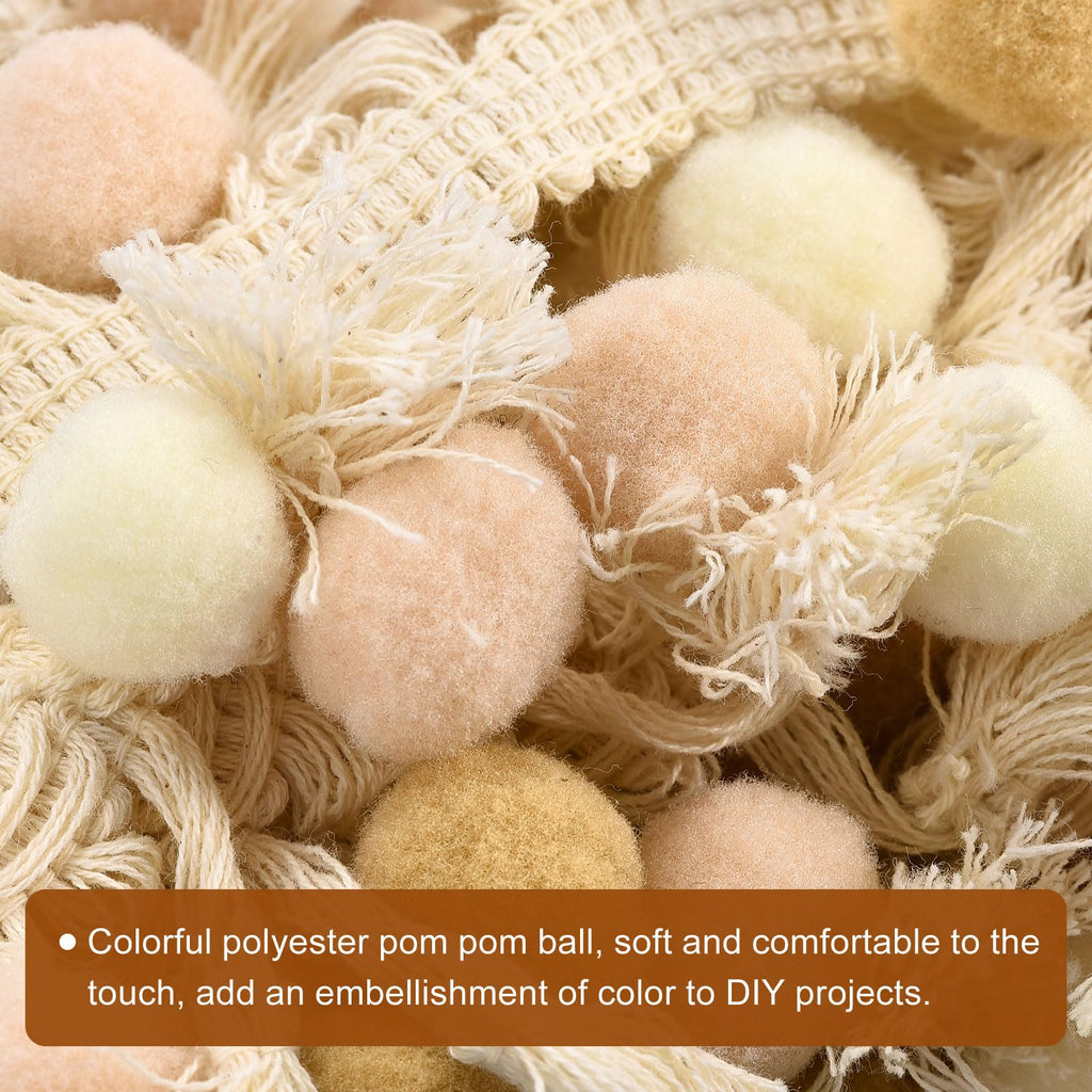 Pom Pom Ball Fringe Trim, Ribbon Sewing DIY Crafts Accessory Curtain Clothes Pillow Decoration, Beige - 2 Yards