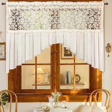 Vintage Linen Lace Sheer Swag Curtain Valance Arched Doorway Curtain