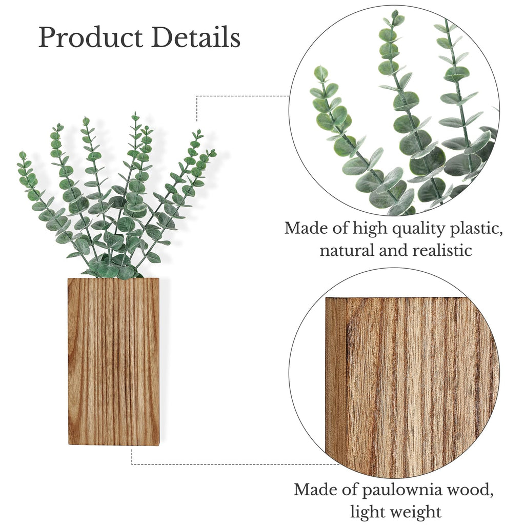 2 Pack Wall Planter Vase with Fake Eucalyptus Plants for Wall Decor