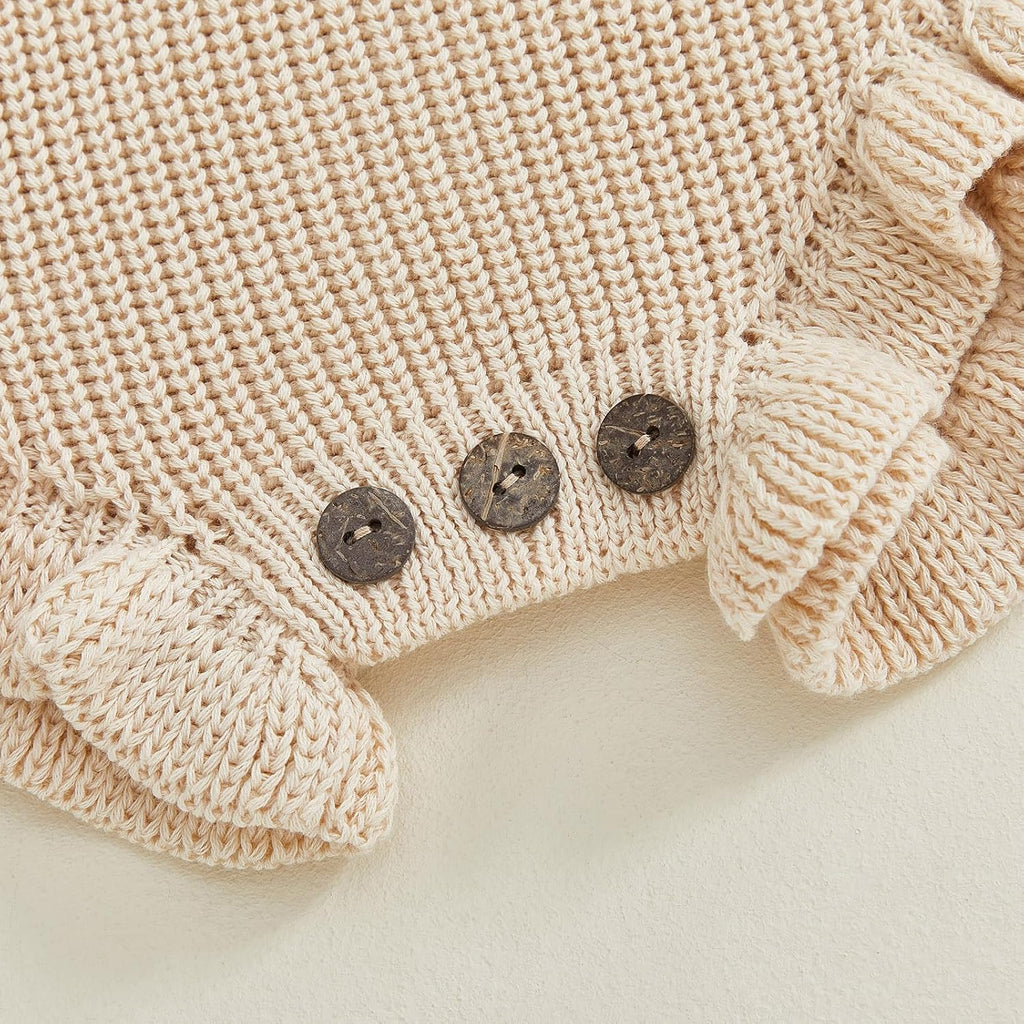 Knit Sweater Outfit Solid Romper Ruffle Cute Baby Jumpsuit Coming Home Fall Winter Clothes