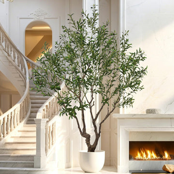 Faux Olive Tree 8.2ft(98in) Tall with Large Realistic Trunks and Big Olive Fruits, Fake Floor Potted Artificial