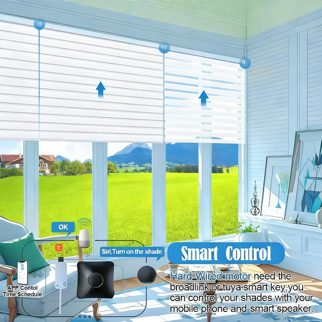 Smart Motorized Zebra Shades with Alexa (Jacquard-Coffee)