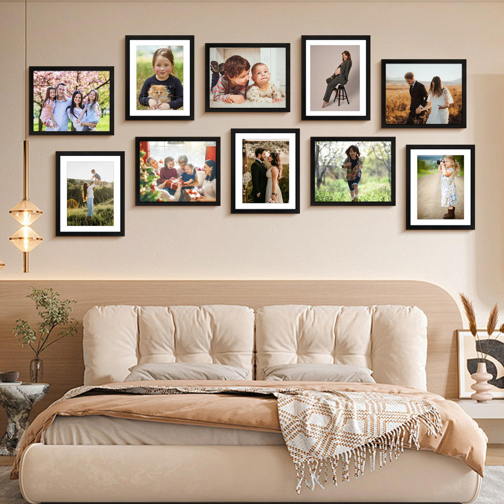 8x10 Picture Frame Set of 6, Photo Frame Bulk with HD Plexiglass, Display Pictures 5x7 with Mat or 8x10 Without Mat