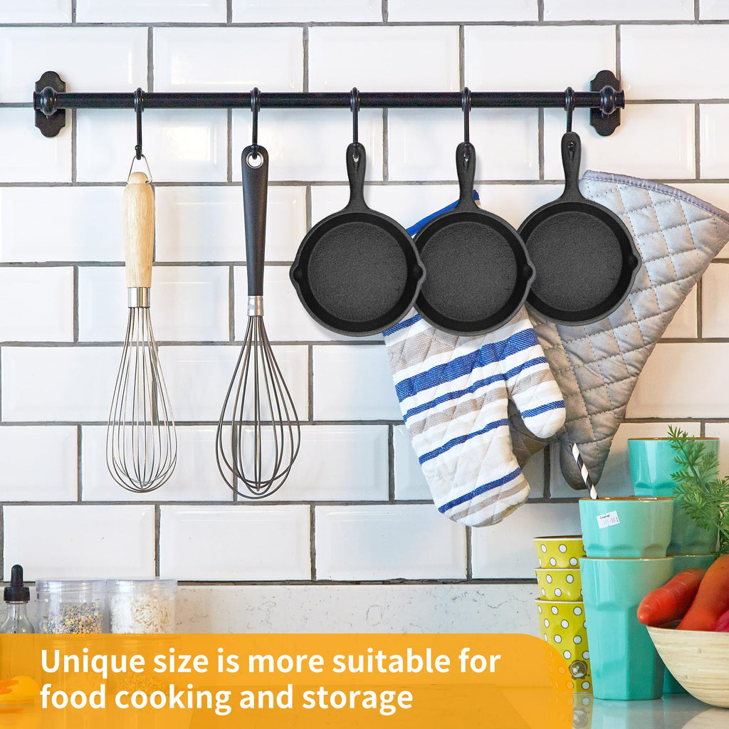 4 Inch Mini Cast Iron Skillet, Black, Set of 6