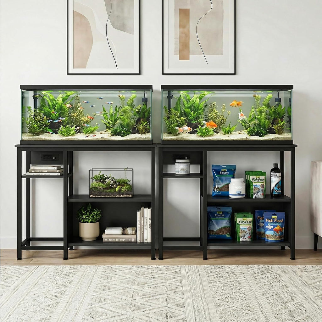 40-50 Gallon Aquarium Stand, Power Outlets, 4-Tier Open Storage