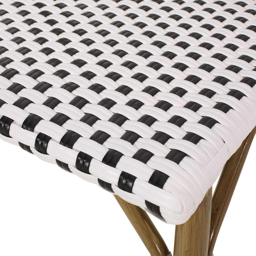 Philomena Outdoor French Bistro Chair (Set of 2), Black + White + Bamboo Print Finish