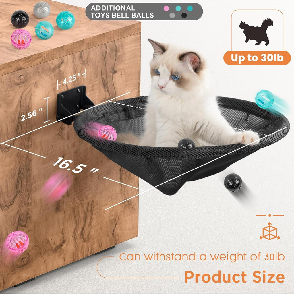 Cat Hammock Wall Mounted, Foldable & Stable Cat Beds- Breathable Cat Wall Shelves for Sleeping, Playing, Climbing