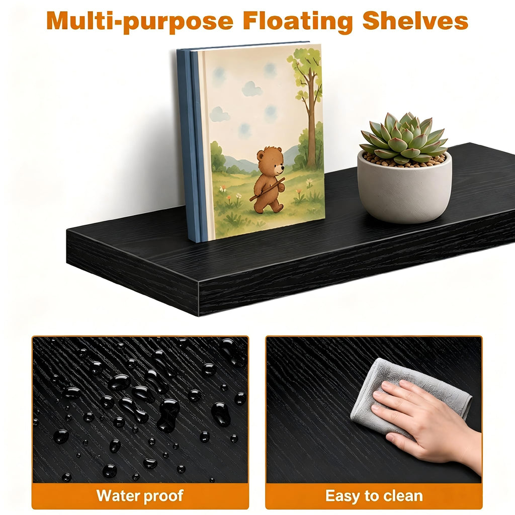 Floating Shelves for Wall Decor, Set of 3 Bathroom Shelves, 14In