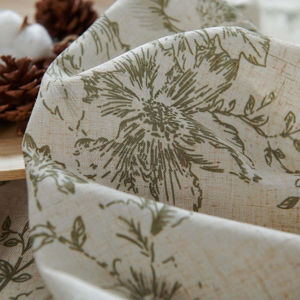 Linen Valance Curtain Farmhouse Sage Green Floral Window Valance, 16 Inch French Country Flower Drapes for Kitchen