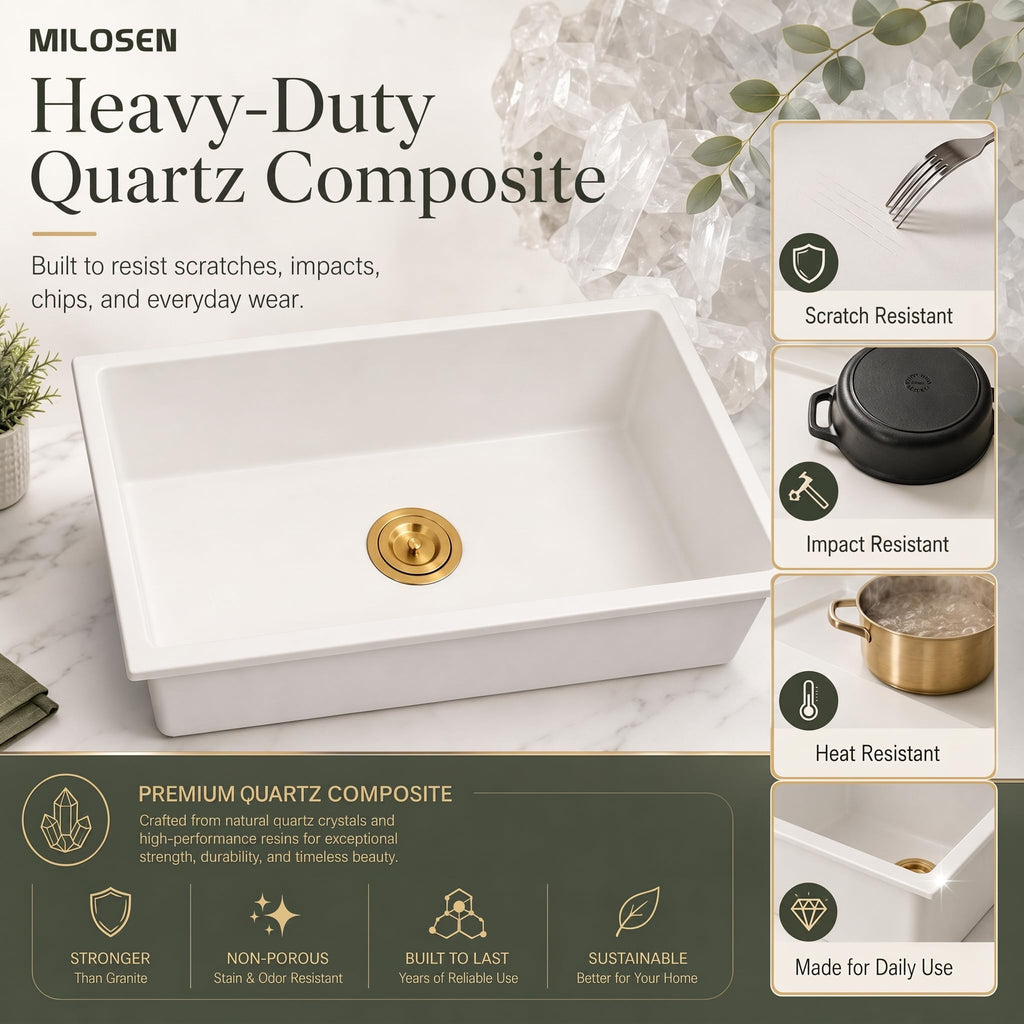 27''x18''White Undermount or Drop In Granite Composite Kitchen Sink