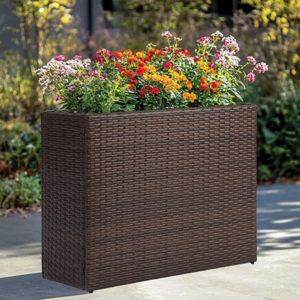 Large Rectangular Planter for Outdoor Rattan Block Box 38x11x30''