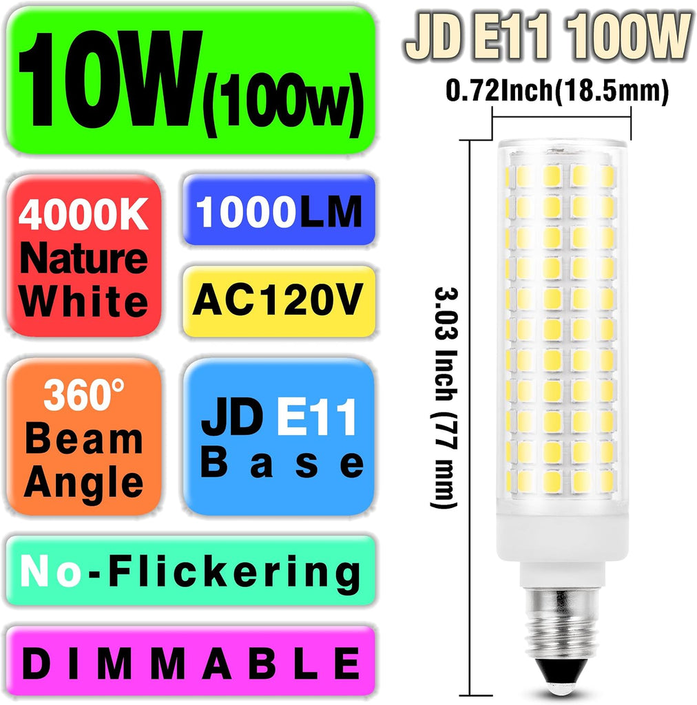 E11 Led Bulb,JDE11 120V 100W Candelabra Bulbs Equiva Dimmable