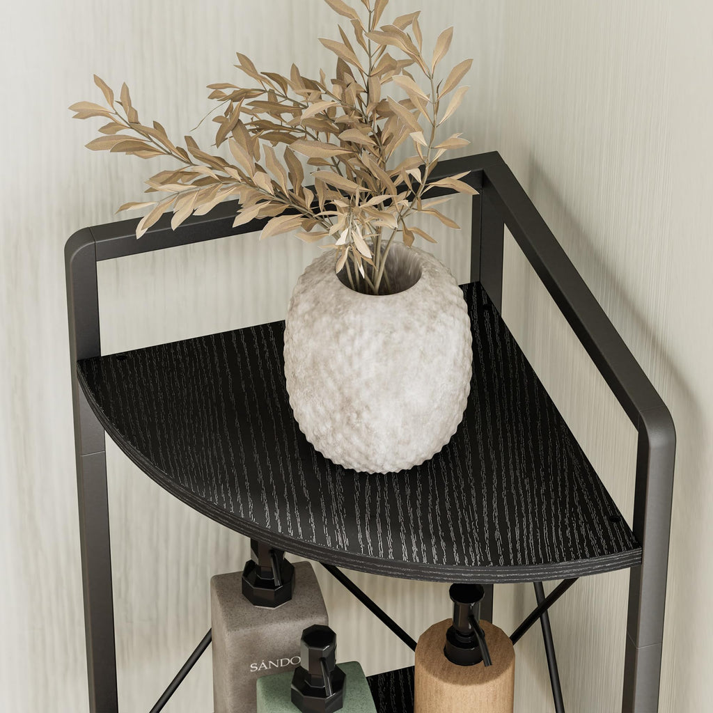 6 Tier Corner Shelf Stand, 78" H Tall Corner Bookshelf, Black
