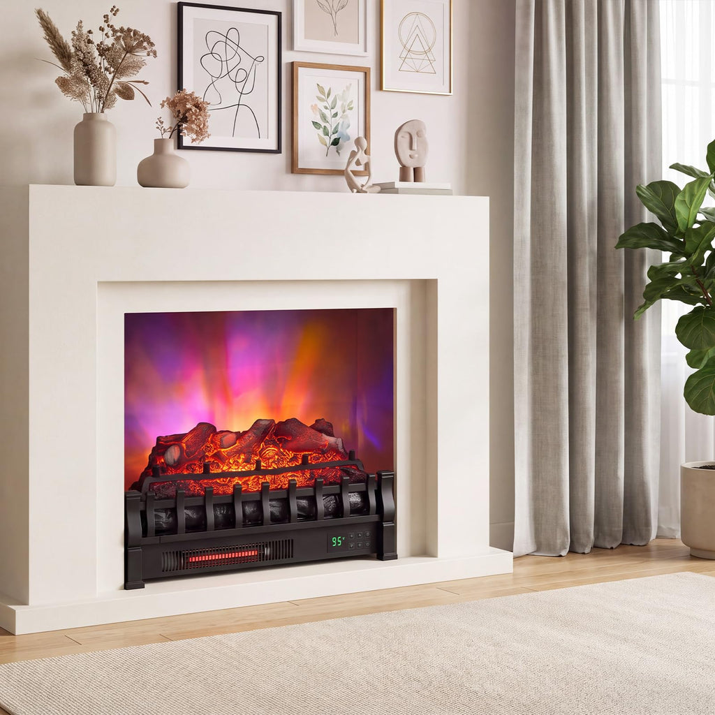 Electric Fireplace Insert Lemon Wood Log Heater (23" WiFi)