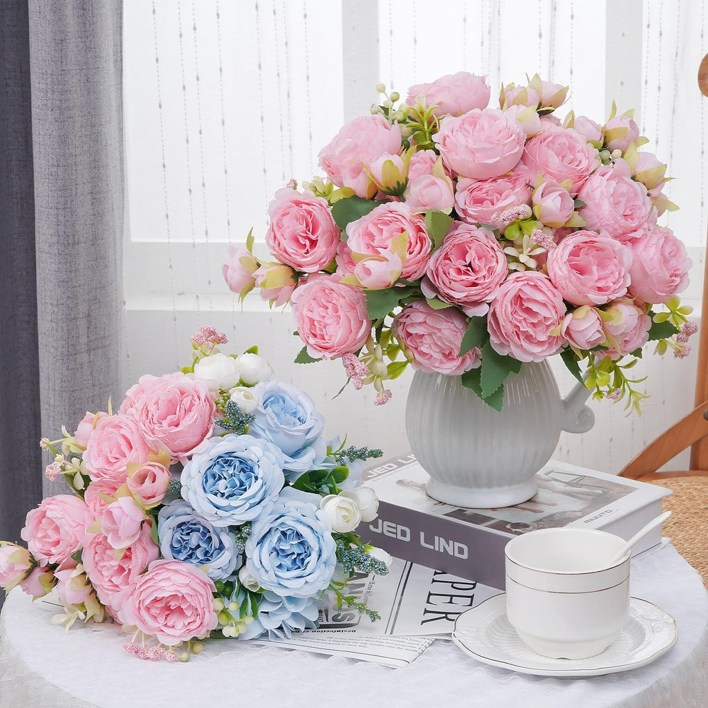 8 Packs Peonies Artificial Flowers, Light Pink Silk Artificial Peonies