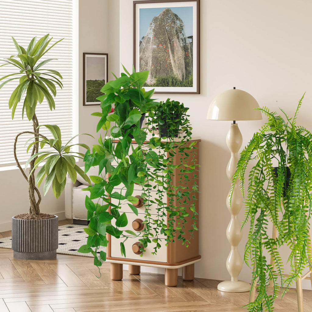 Fake Plants 4 Pack Artificial Hanging Plants Fake Potted Greenery