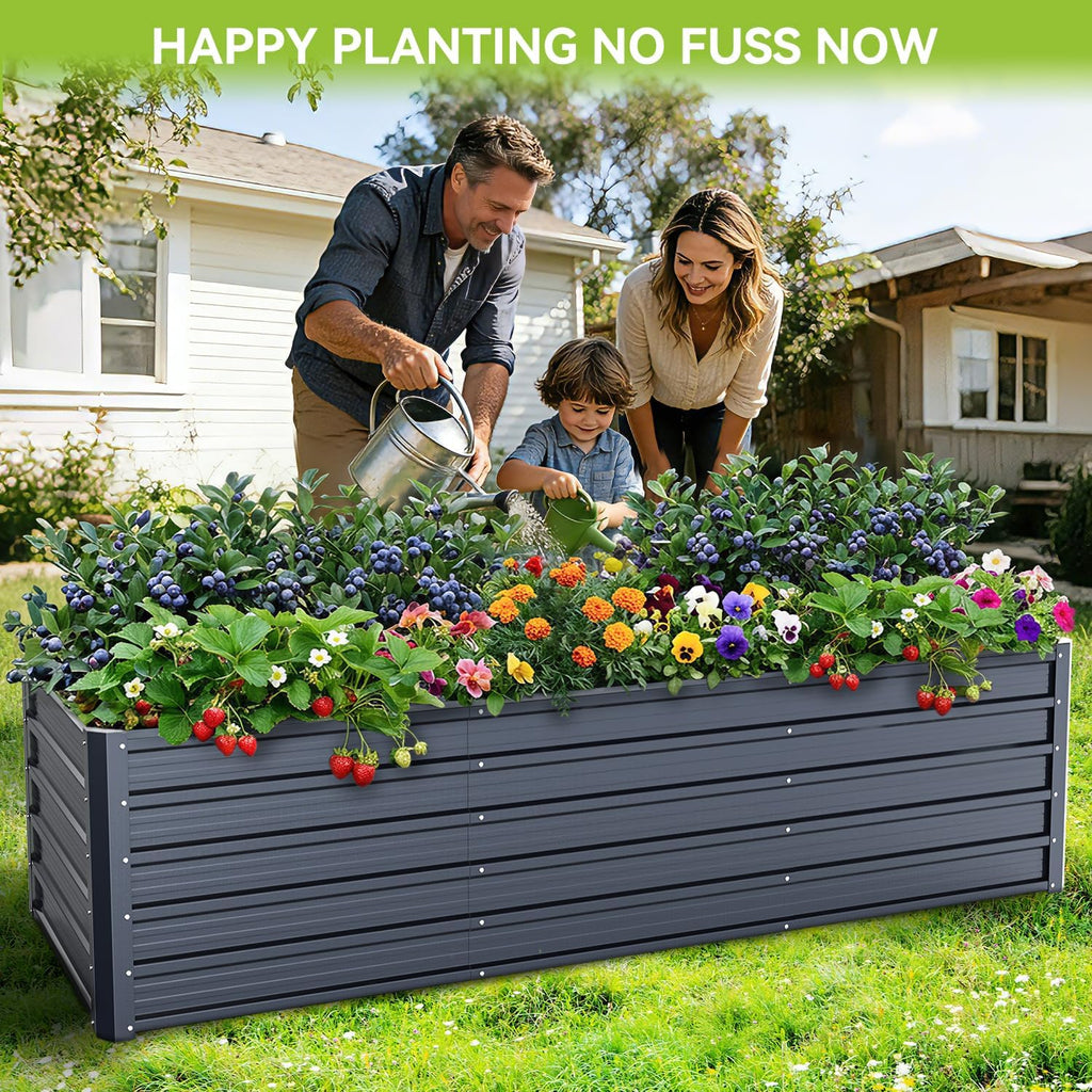 8x3x1.9 FT Metal Raised Garden Bed Outdoor, Heavy Duty Planter Box | 100% Non-Toxic, 341 Gal Large Capacity