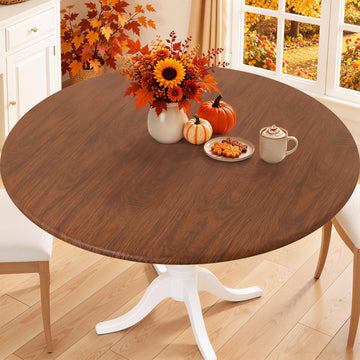 45"-56" Round Fitted Tablecloth, Waterproof Plastic Table Cover