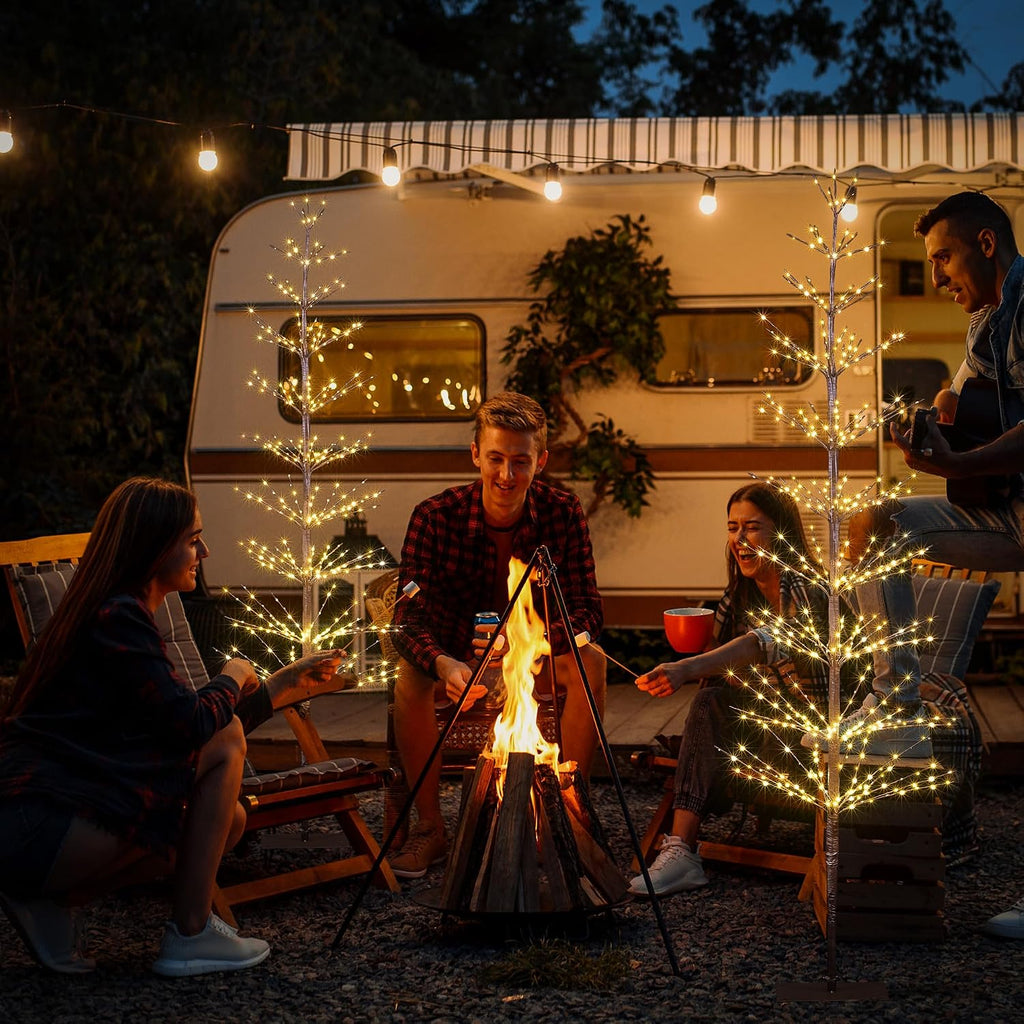 6FT 325L Lighted Starlit Tree, Warm White, Festival, Party, and Christmas Decoration, Indoor and Outdoor Use, Brown
