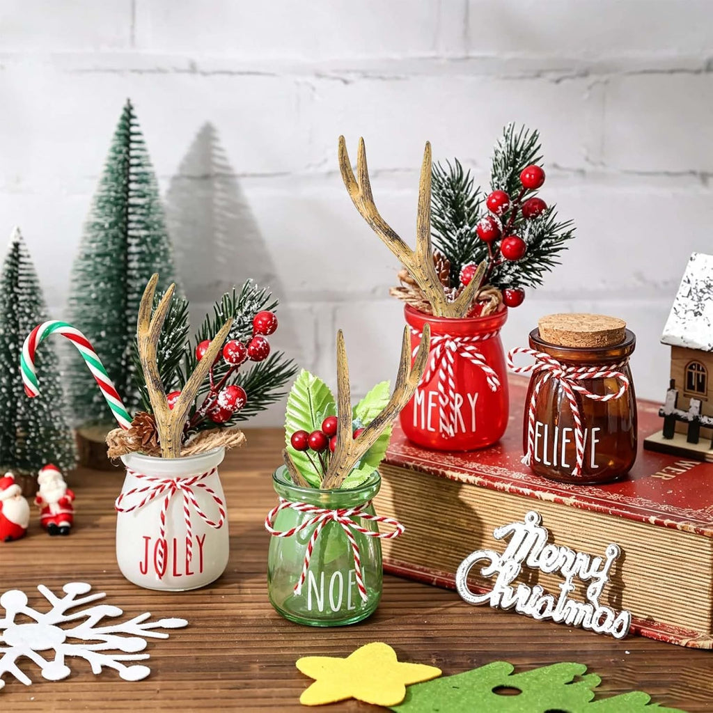 Deer Antler Ornaments Reindeer Antlers Christmas Tree Decor Set - Set of 16