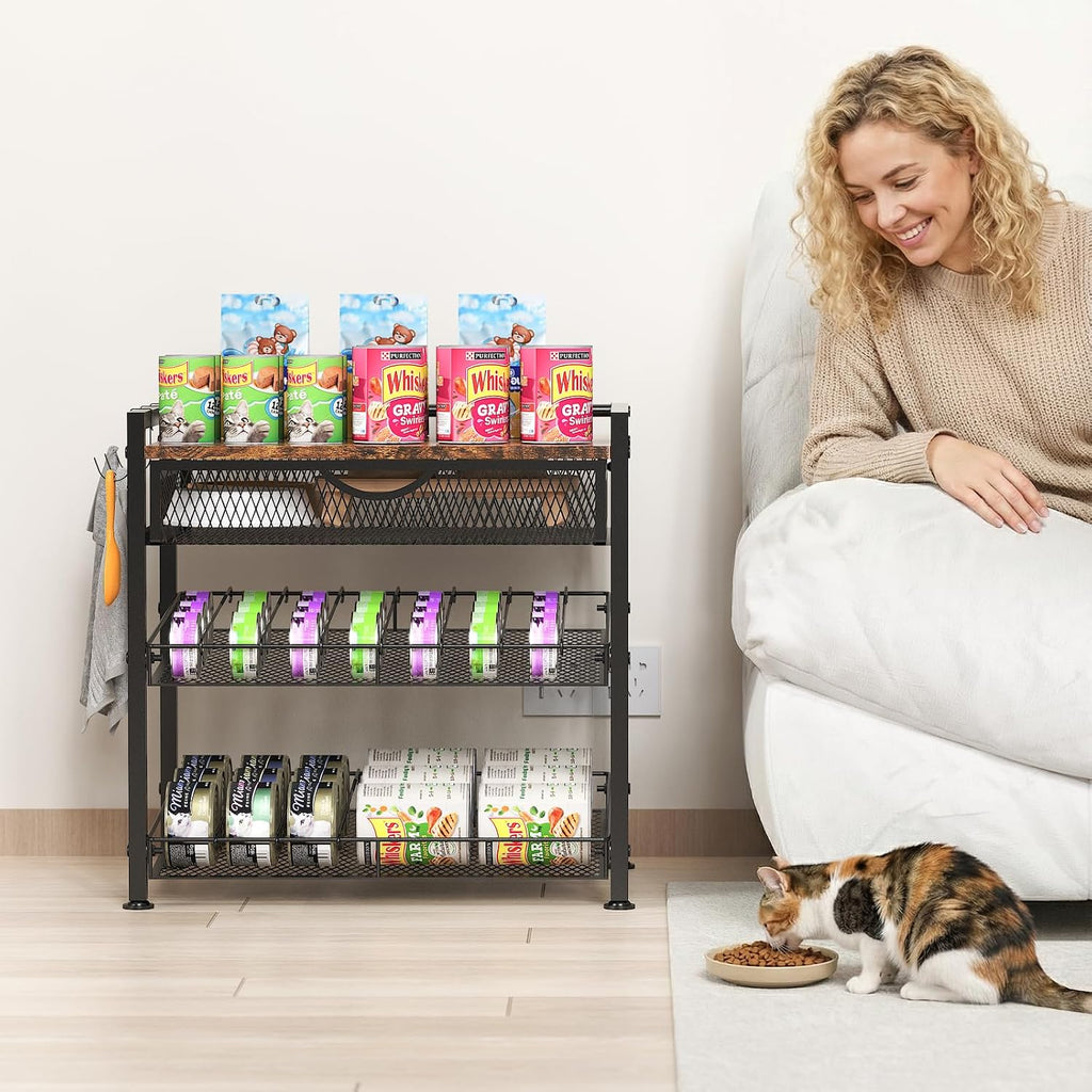 Cat Food Can Organizer, Storing Different Sizes Pet Food Canned Dispenser