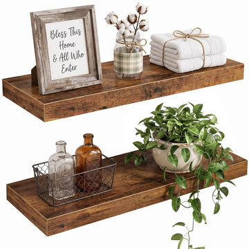Floating Shelves for Wall Decor (Rustic Brown, Set of 2, 15.7 Inch)