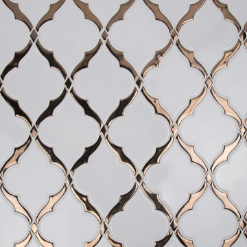 Victorian Light 10 x 15in. White Ceramic Arabesque Mosaic Tile