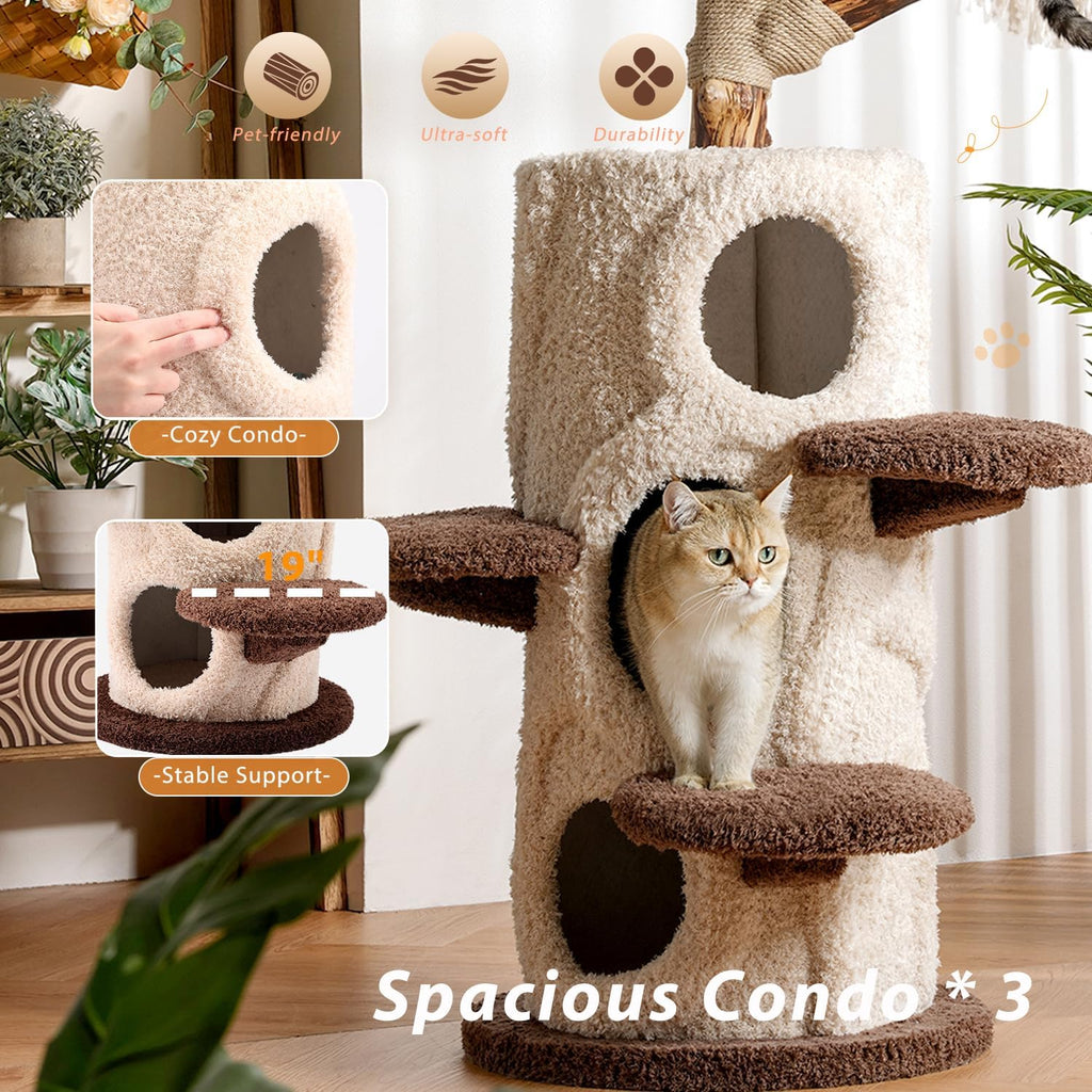 54.7'' Cat Tree Tower for Indoor Cats with 3 Condos, Scratching Post, Perch