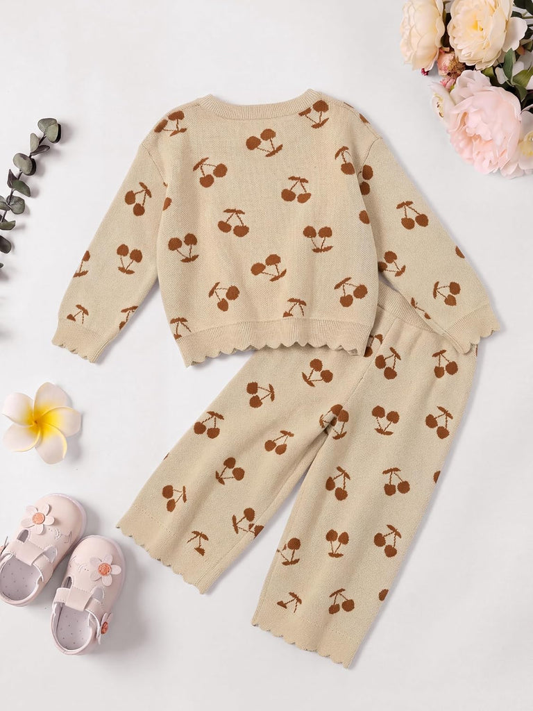 Toddler Girls Jacquard Sweater Set 2 Piece Outfit