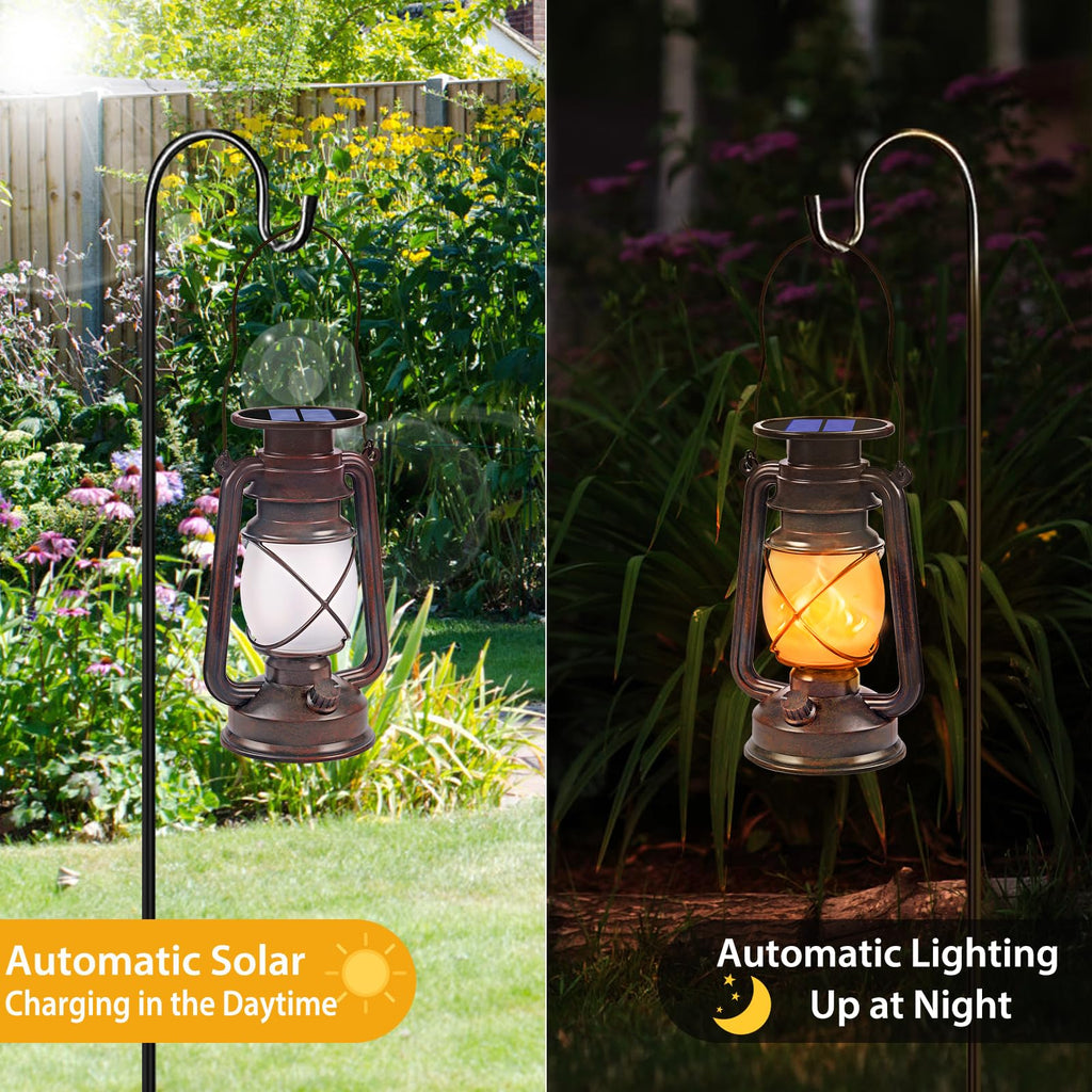 Lanterns Outdoor Waterproof, 2 Pack Bronze Flickering Flame Lights