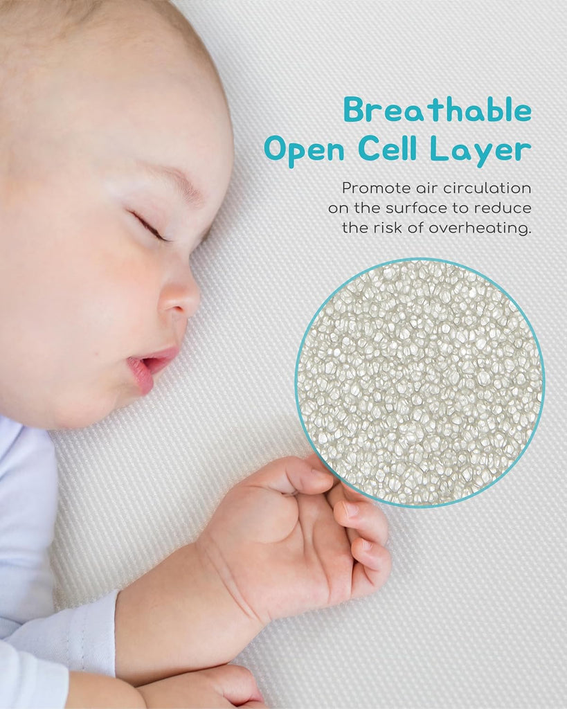 Crib Mattress, Baby Safety Alliance Certified, Dual-Sided Design of Breathable Open Cell & Comfy Memory Foam