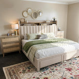 Queen Bed Frame, Upholstered Queen Bed Frame with 2 Storage Drawers and 2-Tier Headboard