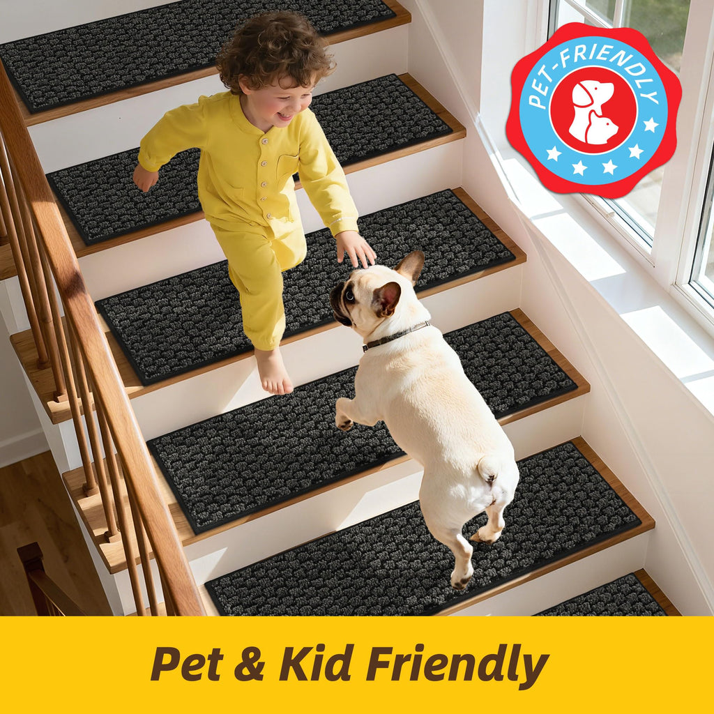Stair Treads for Wooden Steps Indoor, 14 Pack, 9" x 28", Dark Grey