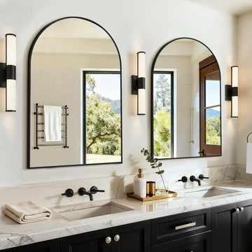 Vanity Bathroom Mirror for Wall, 2 Pack 30"x20" Arched Bathroom Mirror for Over Sink, Arched Metal Frame , Hanging or