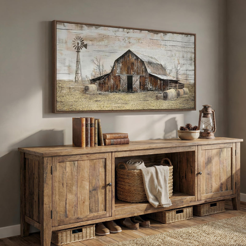 Large Framed Farmhouse Wall Art, 60x30 In