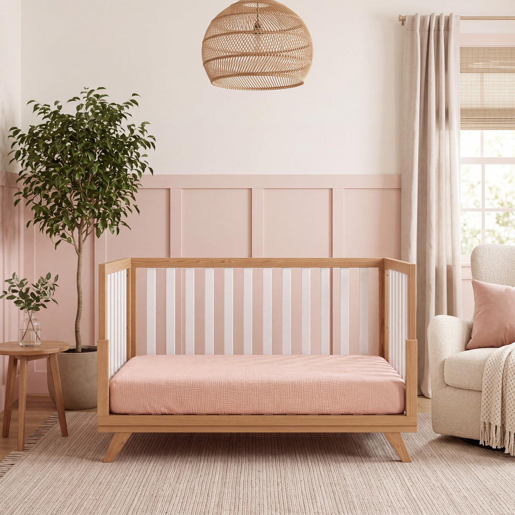 100% Muslin Cotton Fitted Crib Sheet - Soft, Standard & Breathable Crib Sheets for Toddler Mattress - Snug Fit