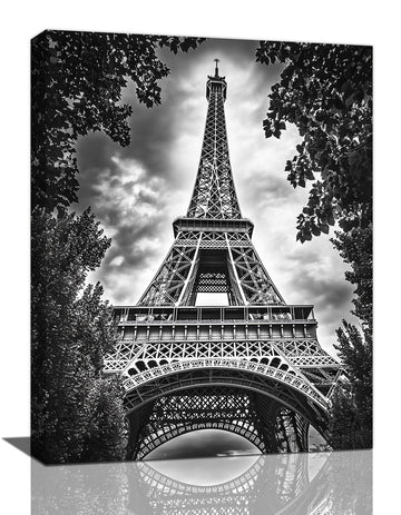 Paris Wall, Tower Pictures Wall Decor, Black and White Canvas Prints Painting, Framed Artwork Bedroom Living Room