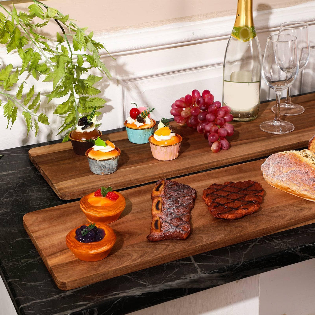 2 Pcs Acacia Long Charcuterie Boards Large 36 x 9 Inch Cutting Board