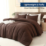 Paxrac Earthy Brown Comforter Queen, Neutral 3 Pieces Comforter Set, Lightweight Solid Bedding Set